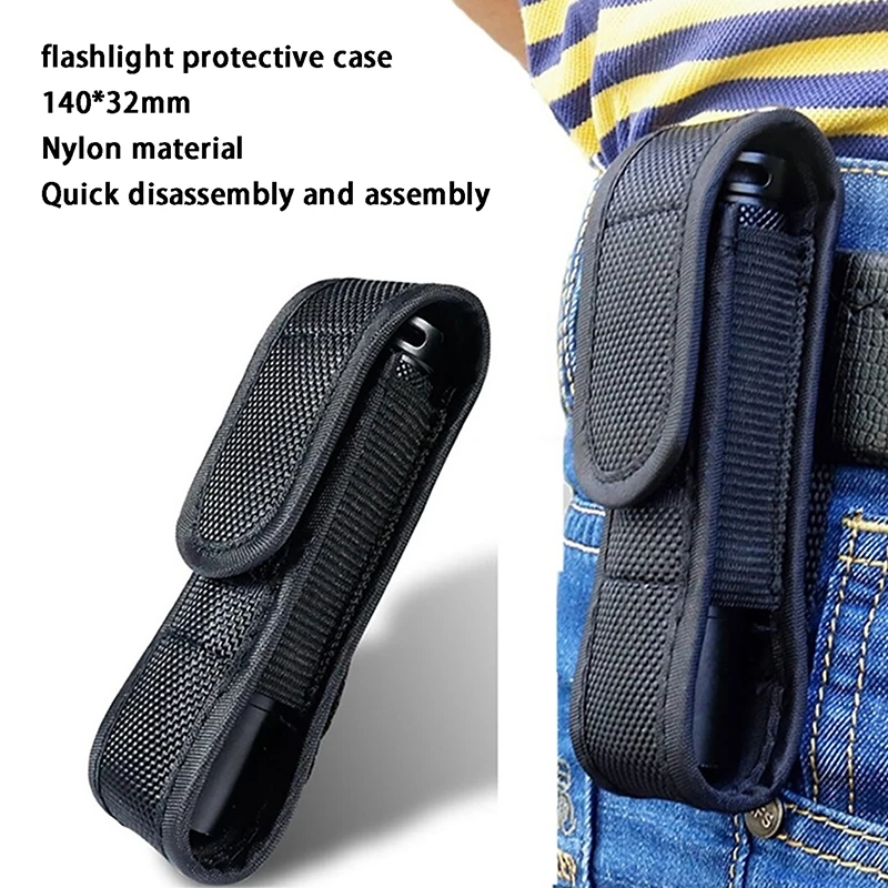 

LED Flashlight Sleeve Strong Light Hook and Loop Fastener Flashlight Protective Sleeve Black Nylon Flashlight Cloth Sleeve
