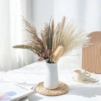 10pcs pampas grass reed white cotton ball sorghum millet strawflower chrysanthemum natural dried flowers leaves home decoration