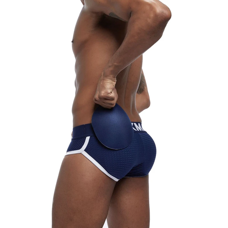 HaleyChan 1Pc Breathable Mesh Men's Briefs with Removable Foam Pads At The Front and Back Sexy Underwear Men Panty Mens Lingerie