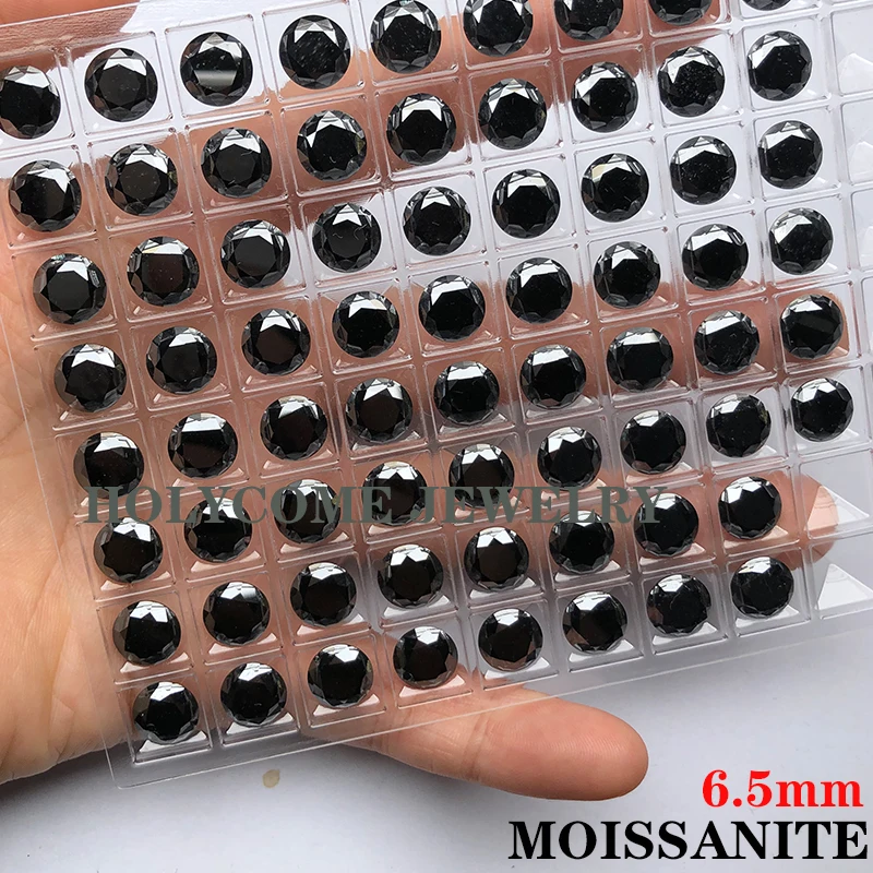 Круглый муассанит черный цвет VVS1 свободный драгоценный камень отличная резка