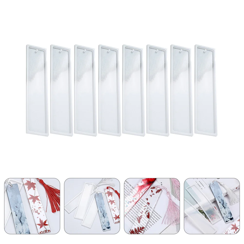 

8 Pcs Bookmark Mold Epoxy Resin Clear Mould Model Kit Making Crystal Silicone Die Reverse Simple DIY