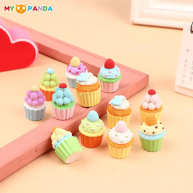 

Newest Dollhouse Miniature Cupcake Model Simulation Food Cakes Dessert Toy Doll House DIY Kitchen Life Scene Decor Accessories
