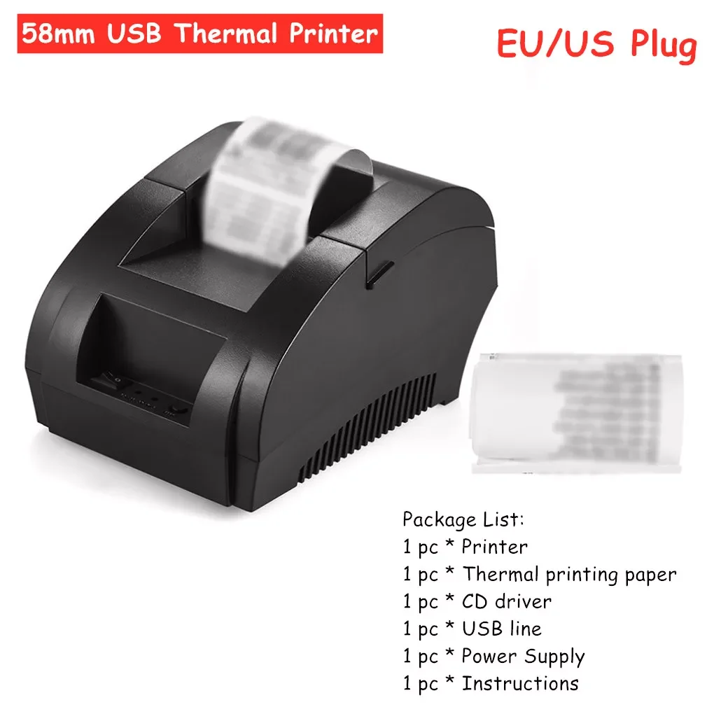

NEW2023 NT-5890K 58MM Thermal Printer Portable Wireless Receipt Printer USB Thermal Printer Bill Cashier Receipt Printing for PO
