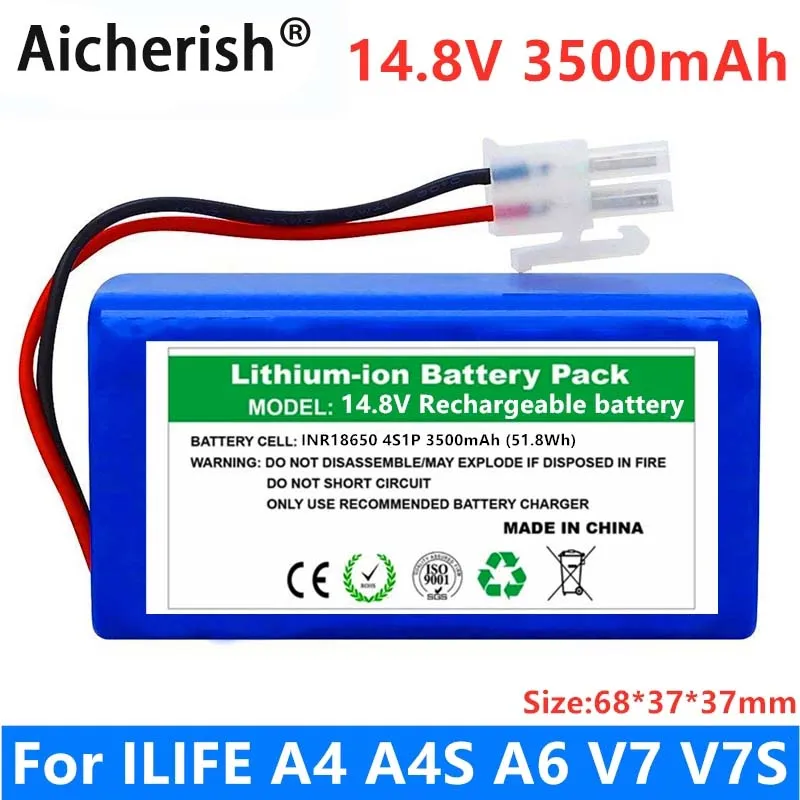

Aicherish 100% Новый 3500Mah 14,4 V литий-ионный аккумулятор Для Ecovacs Deebot N79S DN622 Eufy Robovac A4 A6 V7S Max 15T
