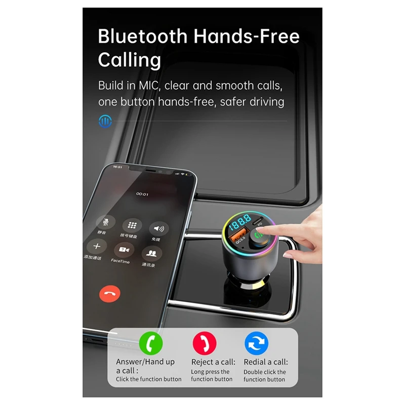 Автомобильная быстрая зарядка 5 3 Bluetooth MP3-плеер FM-передатчик QC18W