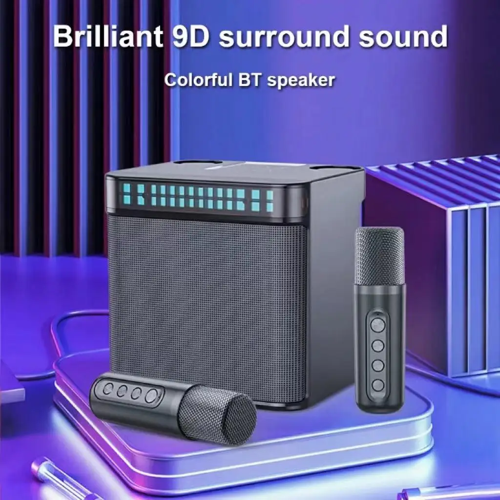 YS223 Bluetooth караоке динамик беспроводной микрофон пение RGB музыка легкий ритм