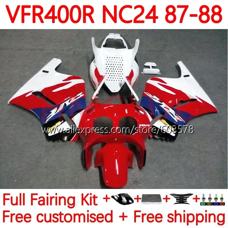 

Body For HONDA VFR400 R V4 VFR400RR RVF400R VFR400R 1987 1988 RVF VFR 400 R RR 400R CC NC24 87 88 Fairing 132No.24 stock red blk