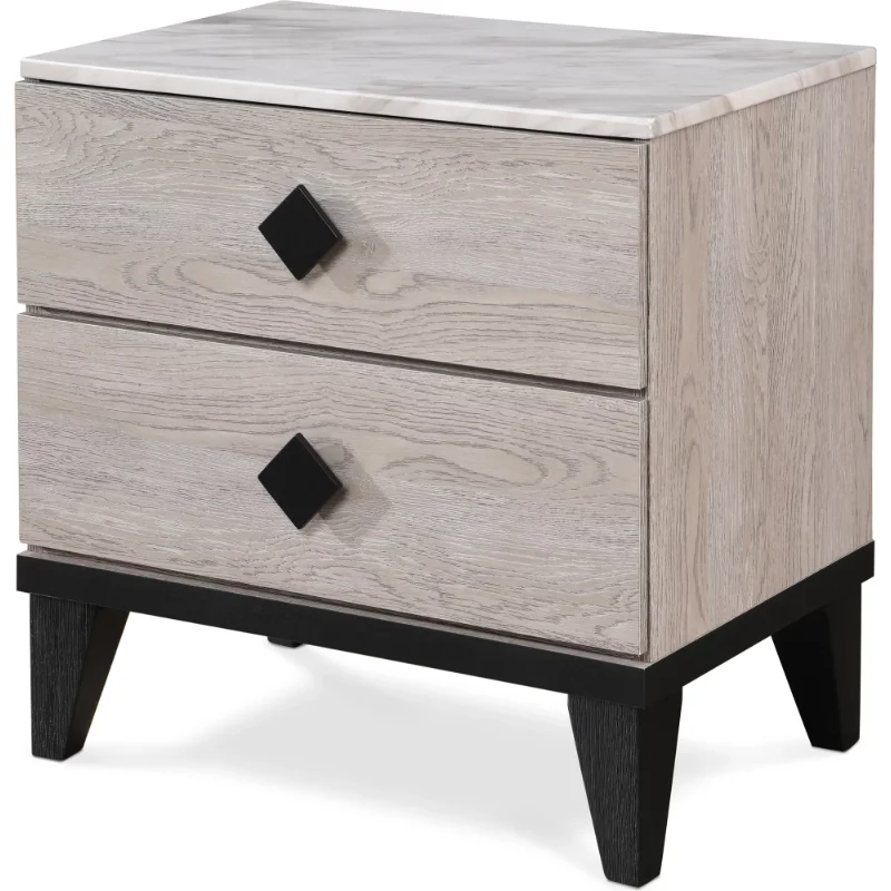 

Adore Decor Micah Modern Square Nightstand End Table with 2 Drawers, Beige