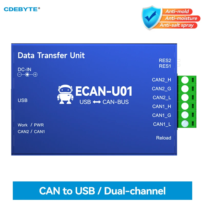 

CAN2.0 Отладчик Конвертер CAN в USB Анализатор шины CDEBYTE ECAN-U01 CAN-BUS Двунаправленный 2-сторонний изолированный приемопередатчик USB2.0