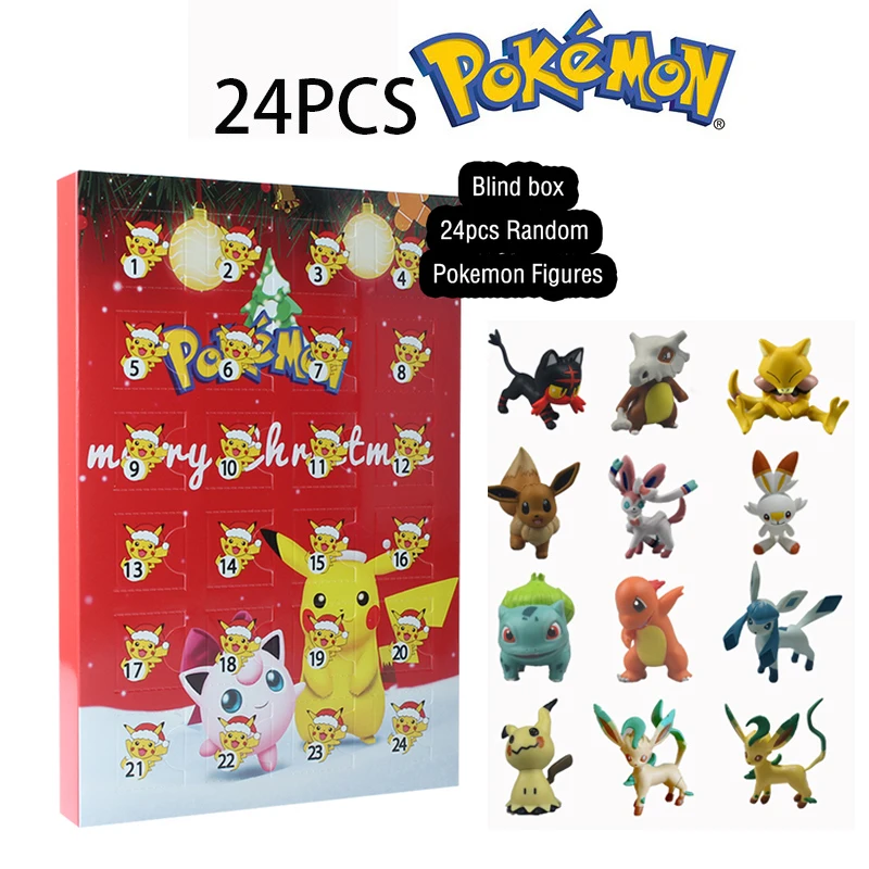 

In Stock 24Pcs Set Pokemon Figure Christmas Gift Advent Calendar Countdown Blind Box Toys Kawaii Pikachu PVC Model Anime Doll