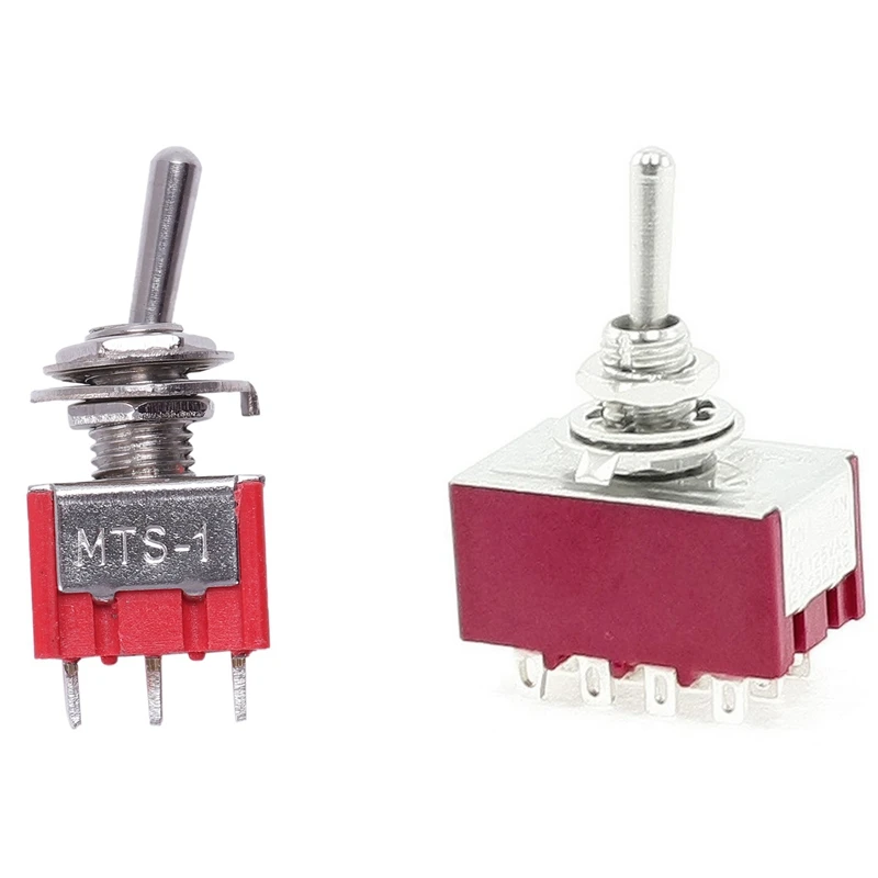 

12-контактный 4PDT Вкл/вкл 2-позиционный мини MTS-402 тумблер и 2-позиционный SPDT Мини Микро-тумблер красный