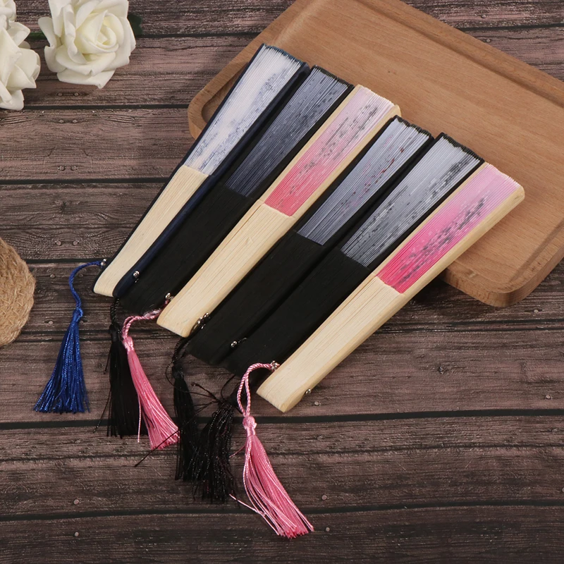 

1 шт. плавное открытие и закрытие Ретро китайский шелк бамбук складной веер Цветочная живопись ручные вееры Танцевальная вечеринка