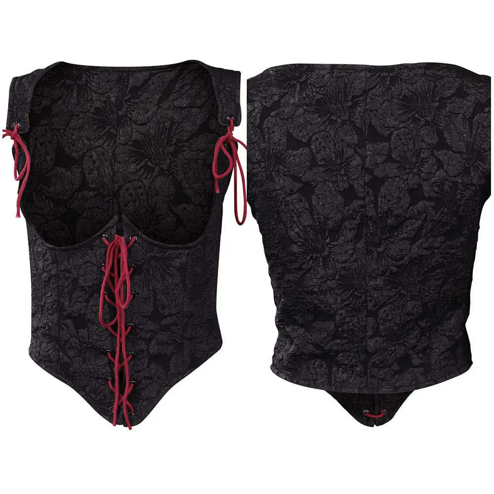 

Костюм Женский карнавальный средневековый, жилет эпохи Возрождения, черный корсет, на шнуровке, только жилет для Хэллоуина