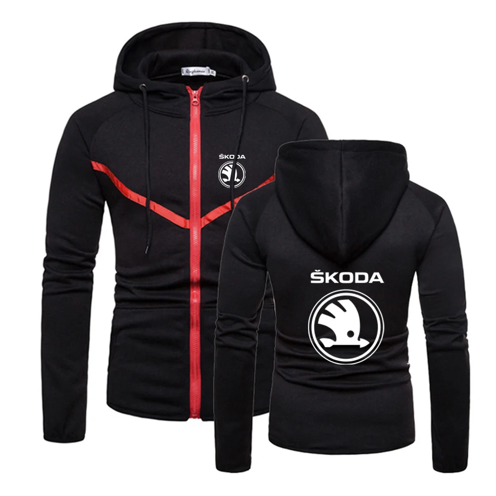 

2022 New Skoda Car Logo Zipper Jacket Print Quality Fitness Sweatshirts Solid Color Muscle Sportswear Hoodies Loose Popular Coat