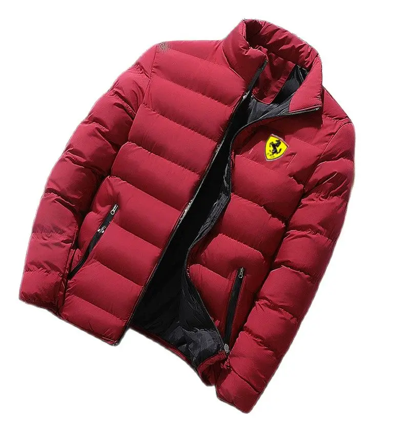Autumn and Winter 2023 Men's Printed Ferrari Jacket, Down Cotton Jacket, Casual Fashion Men's Hooded Zipper Top