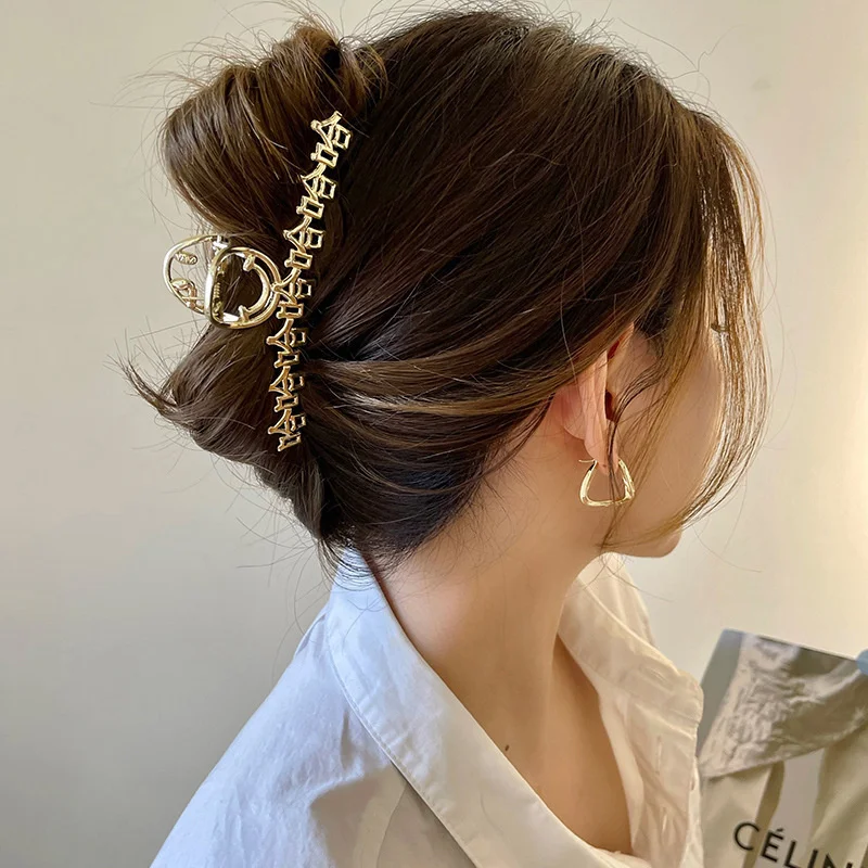 

Новинка модные китайские слова металлическая большая заколка для волос модные заколки для волос заколка для женщин аксессуары для волос головной убор