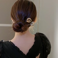 korean simple gold silver color metal ball circular hair sticks hollow long hairpin for women wedding hairstyle design tools
