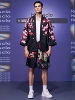 charmkpr handsome new mens carp flower printing japanese style sets fashion casual elastic waist kimono two piece outfits m 3xl
