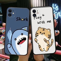 cartoon cute shark tiger phone cases for iphone 13 pro max case 12 11 pro max 8 plus 7plus 6s xr x xs 6 mini se mobile cell