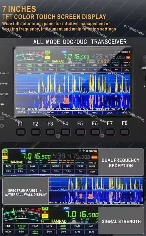 RS-998 Полнодиапазонный ВЧ ВЧ-радио 100 Вт Спектр Динамический дисплей водопада