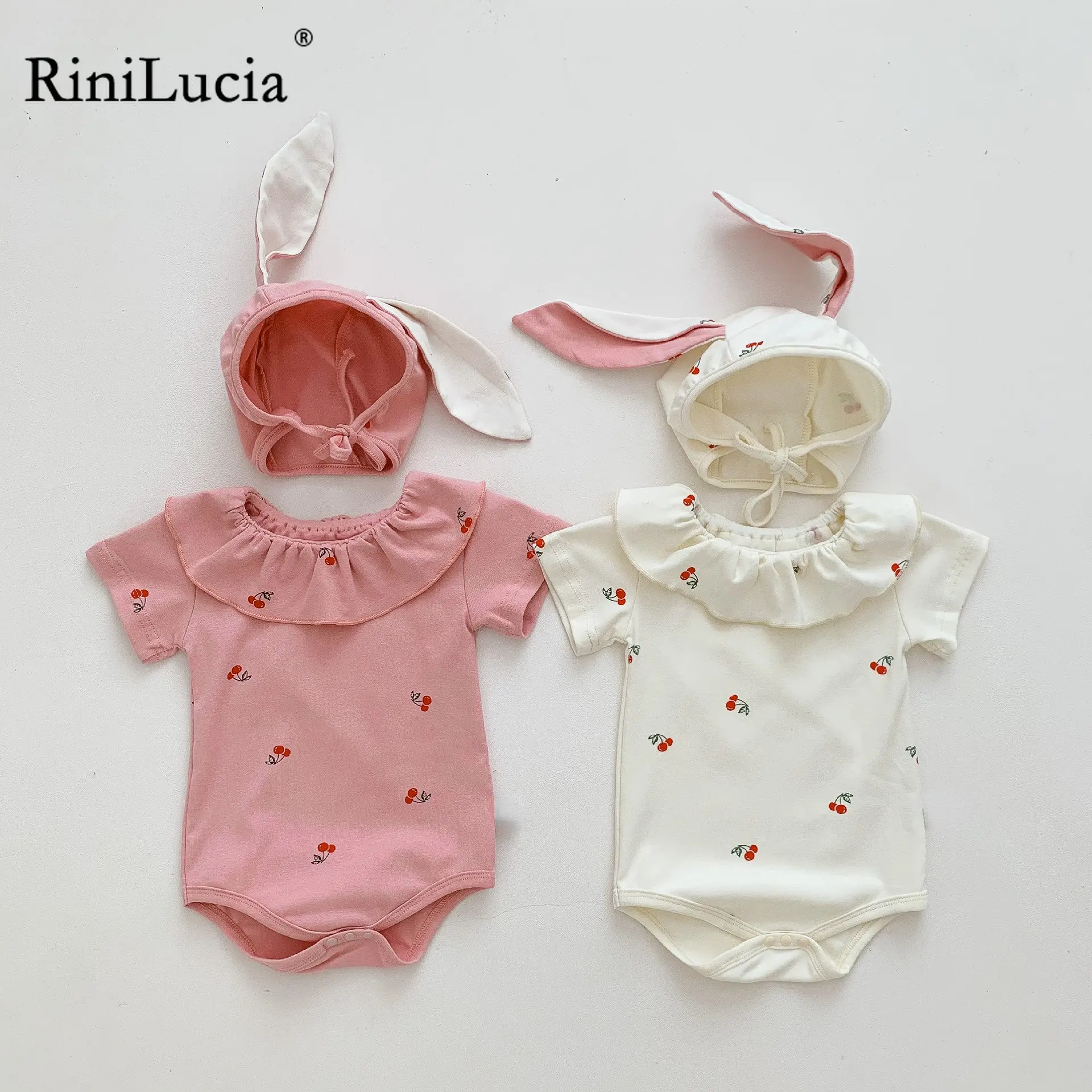 

Newborn Baby Toddler Rompers Spring Summer Girls Print Ruffles Jumpsuit Kids Short Sleeve Bodysuit Children Clothing