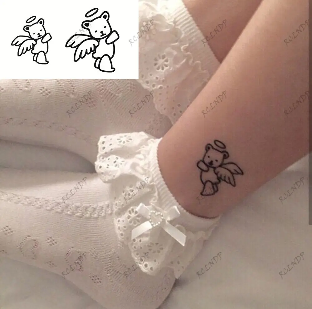 Waterproof Temporary Tattoo Sticker ins Angel  wings  Cupid bear Cartoons cute Body Art flash tatoo fake tatto Women Men