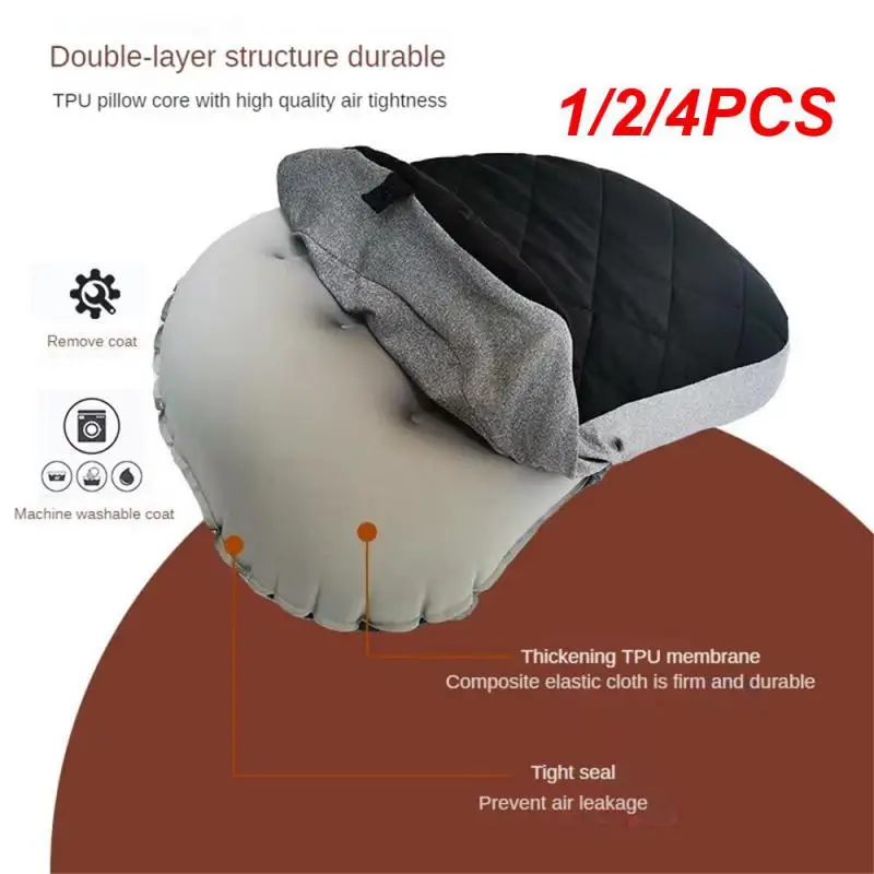 

1/2/4PCS Iatable Pillow Outdoor Square PVC TPU Neck Pillow Air Cushion Camping Trip Nap Device Fixed Strap Case Relaxing Tool