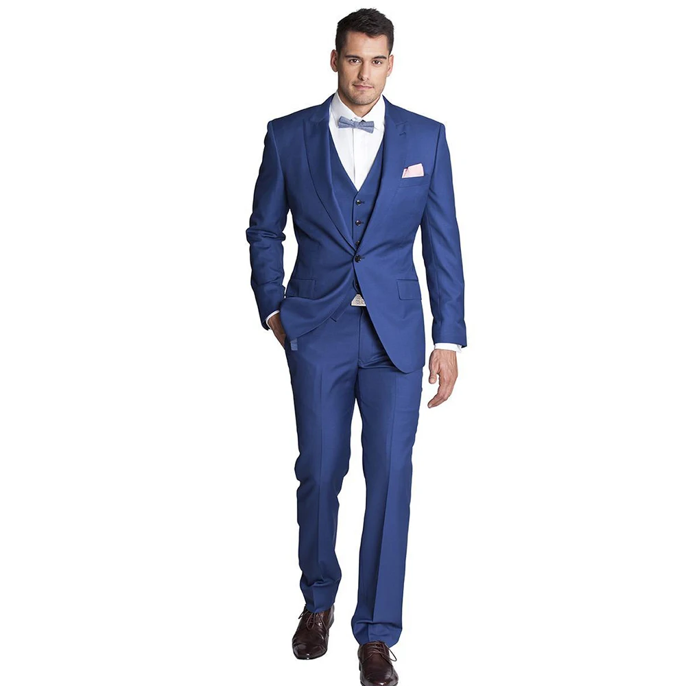 3 Pieces Groomsmen Peak Lapel Groom Tuxedos Men Suits For  Best Man Blazer Terno Masculino ( Jacket+Pants+Vest+Tie)