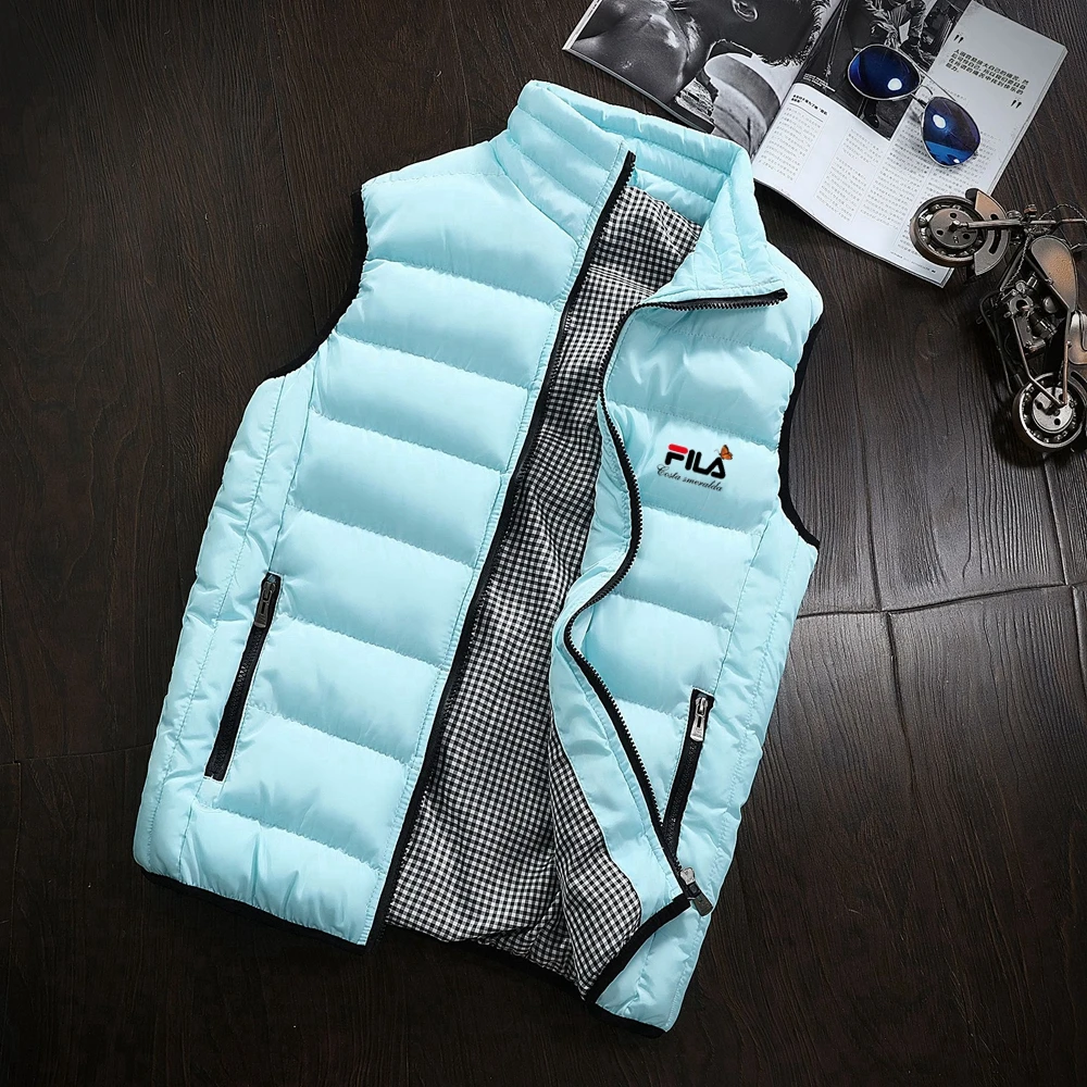 

Autumn and Winter Men's Luxury Printed Tank Top Jacket Sleeveless Men's Cotton Filled Coat Ultra Thin Thermal Brand Print