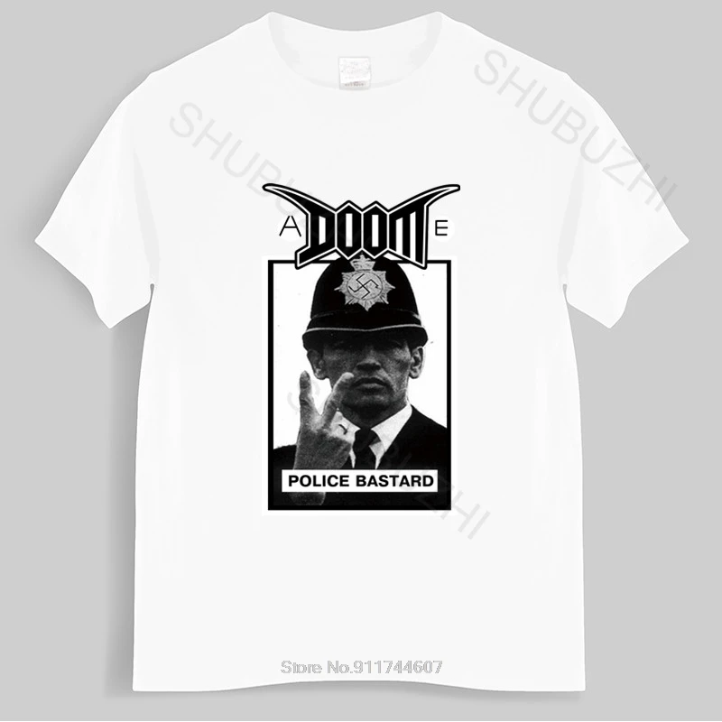 

New Arrived Mens t shirt Doom - Police Bastard t-shirt (crust punk d-beat cotton tshirt new fashion tee-shirt man tee