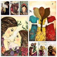 new 5d diy diamond mosaic mother child sister full diamond painting embroidery picture couple cross stitch home decor e074