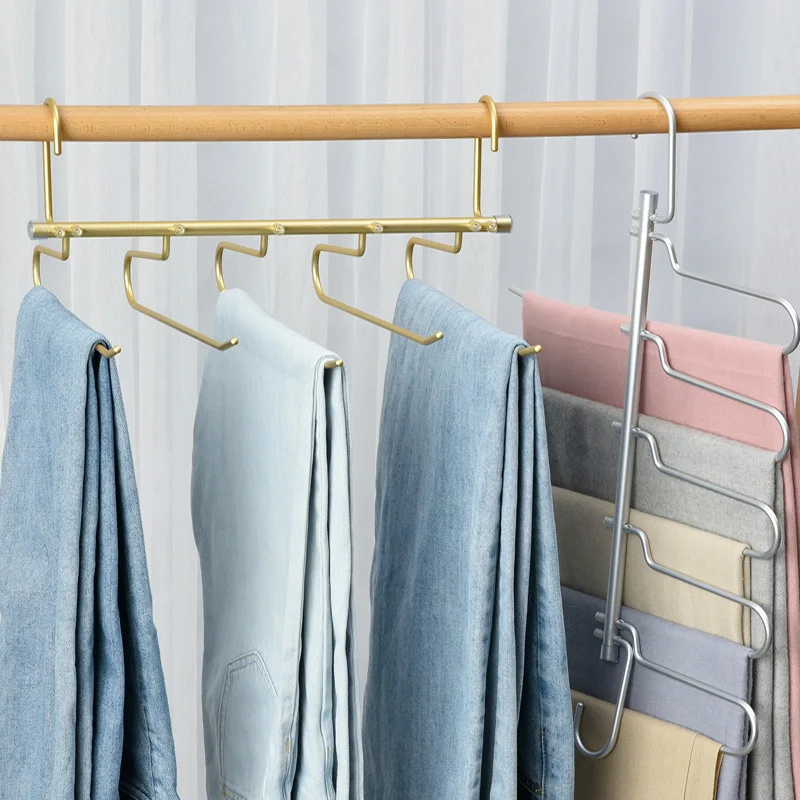 

Multi-function Trouser Rack Assembled Folding Pant Storage Hangers 5 in 1 Magic Trouser Shelves Wardrobe Space Saver Organizer