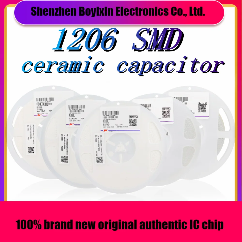 4000Pcs 1206 SMD ceramic capacitors 10pF 100uF 100pF 1nF 10nF 15nF 100nF 0.1uF 1uF 2.2uF 4.7uF 10uF 47uF Various models