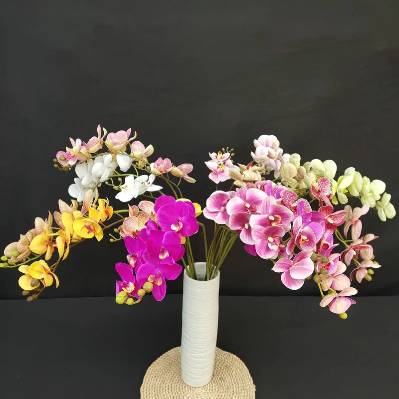 

10 Heads Simulation Butterfly Orchid Artificial 3D Real Touch Phalaenopsis Fake Flowers for Wedding Home Festival Decoration