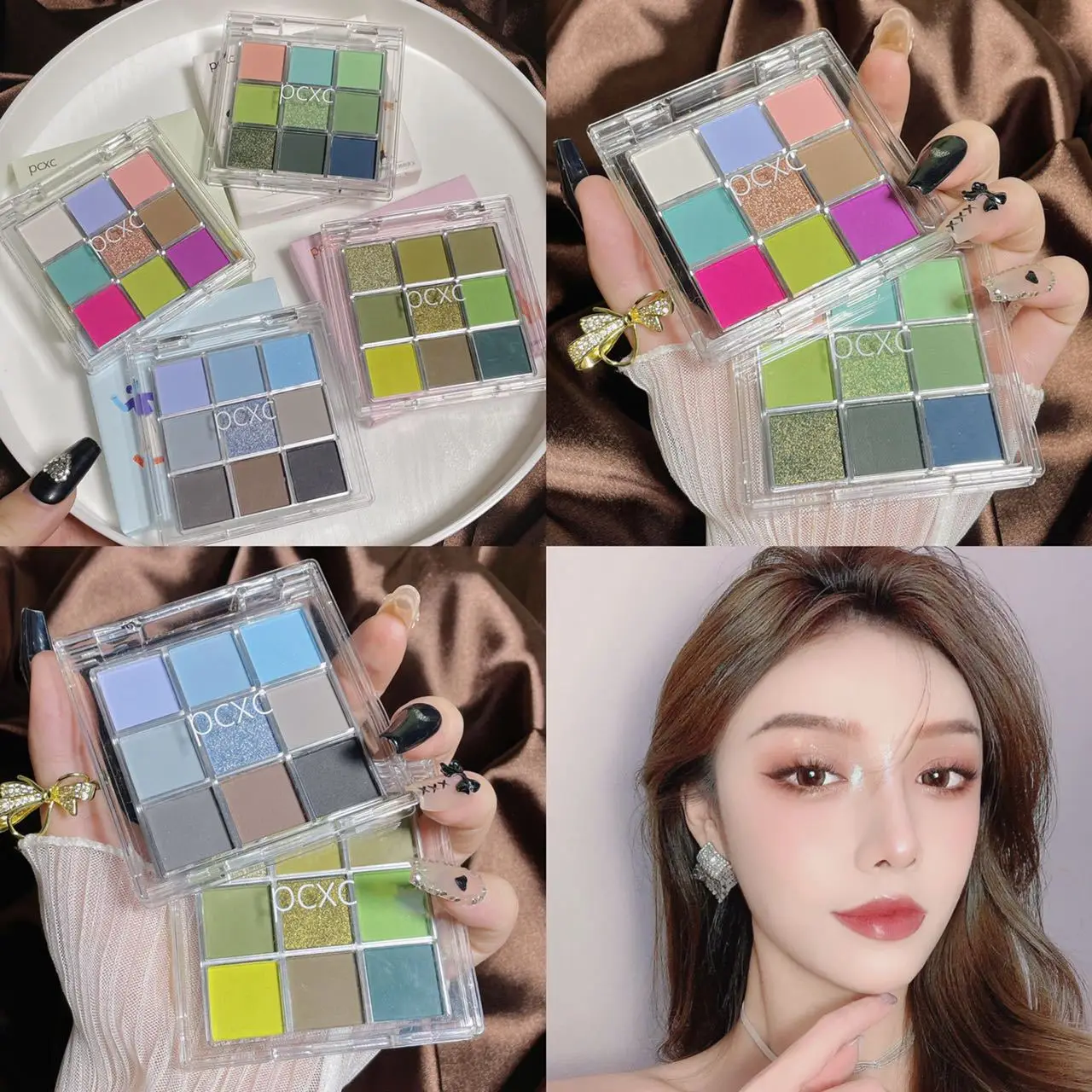 

Green Eyeshadow Palette Green Glitter Eyeshadow Highly Pigmented 9color Green Christmas Makeup Palettes Makeup Eye Shadow Pallet