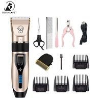 rechargeable dog clipper pet hair trimmer dog grooming and care power display electric hair cutting machine 2000mah battery
