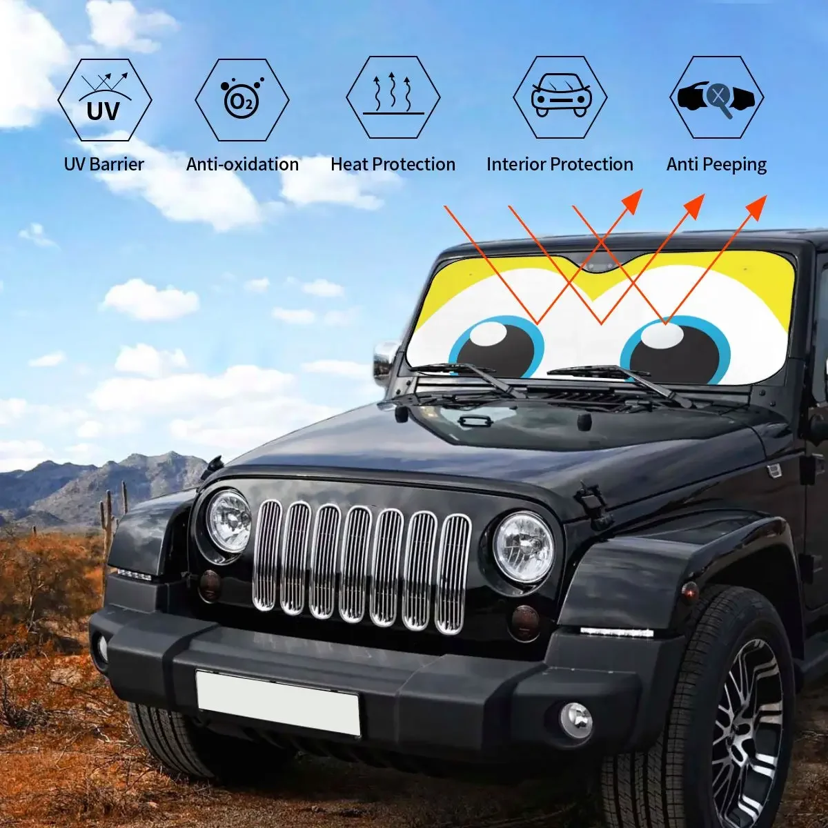 Креативный солнцезащитный козырек с милыми глазами 70x130 см мультяшная пленка