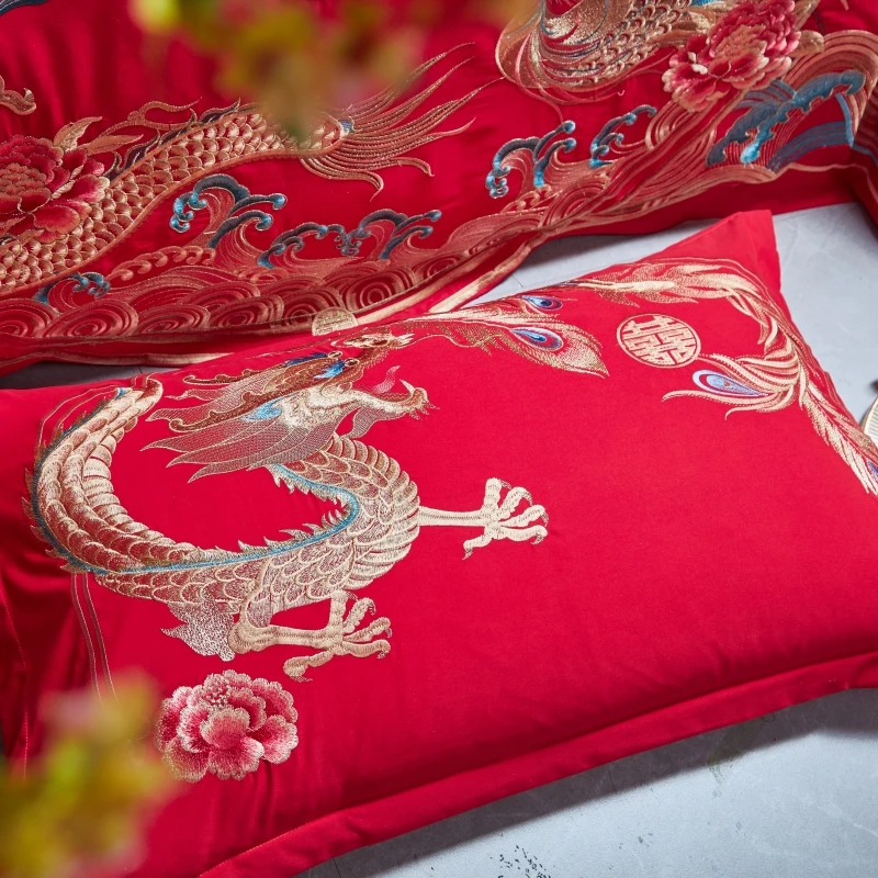 Китайский свадебный комплект постельного белья роскошные золотые кисточки