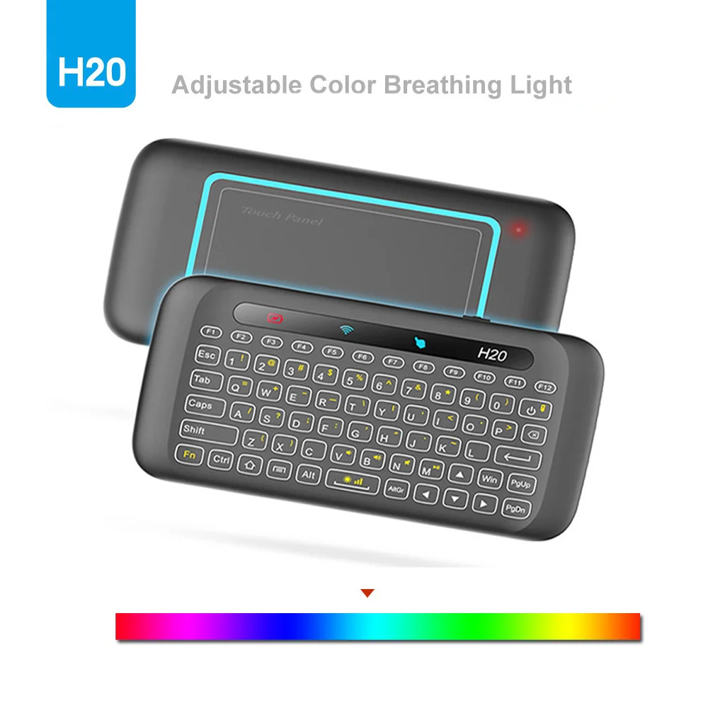 

H20 Mini Rechargeable Wireless Keyboard With Touchpad IR Leaning Full Screen RGB Backlit Keyboard For Android Smart TV Laptop PC
