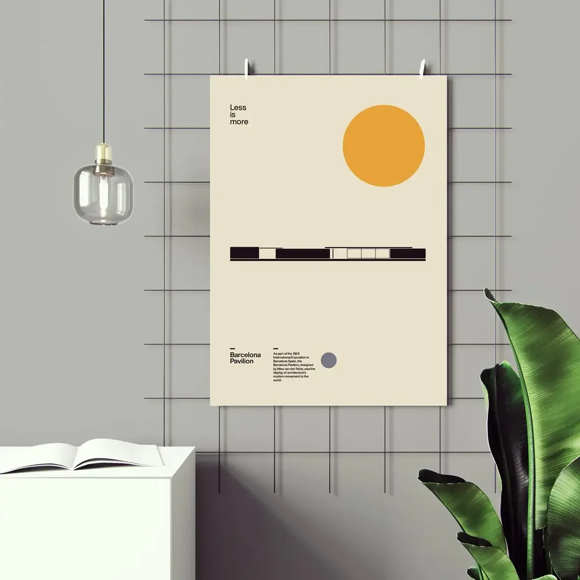 Плакат Барселона Павильон Людвиг Метс фургон дер Рух Минимальная архитектура