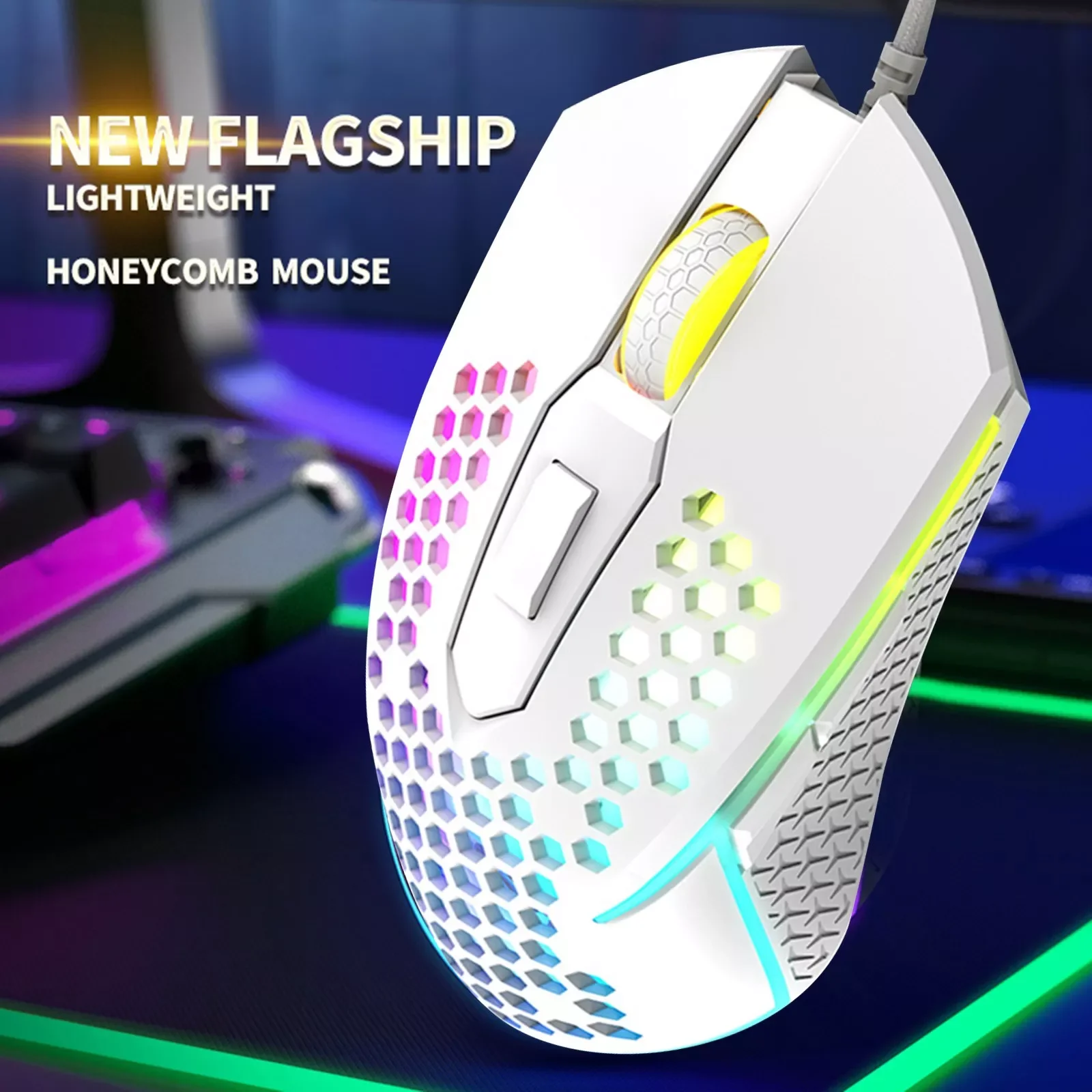 

Mouse Desktop Mouse Honeycomb Wired Mechanical Mouse X8 Luminous Gaming Computer Desktop Notebook Mouse Lanyard