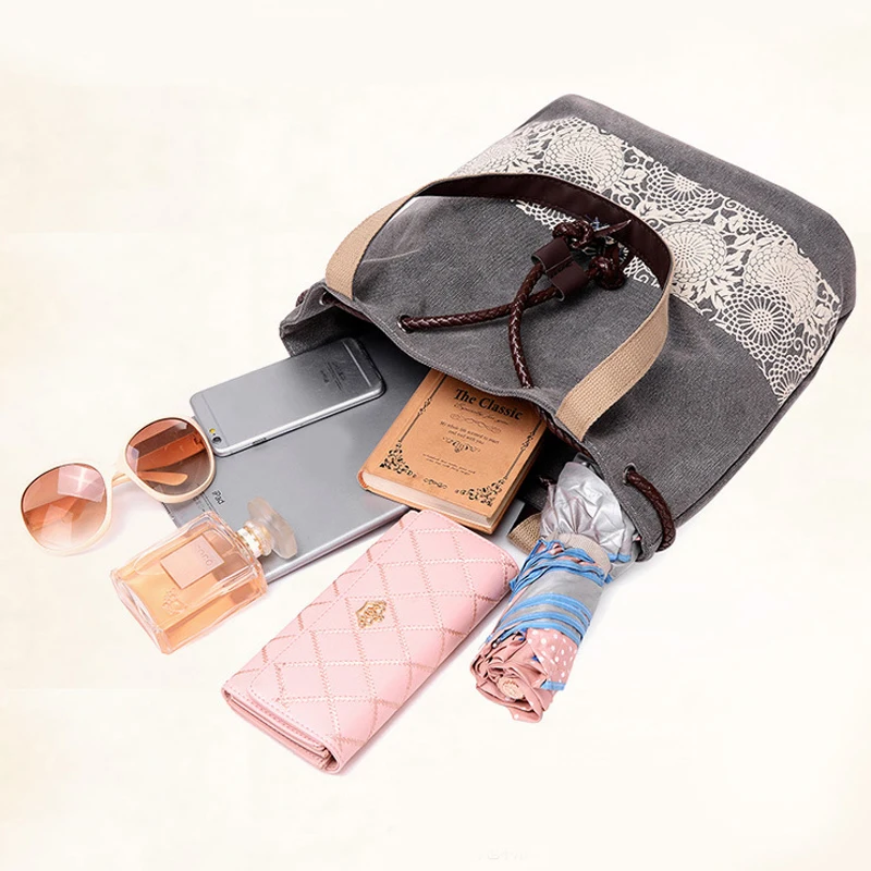 Floral Pattern Crossbody Bags for Women Canvas Tote Bag Zipper Organizer Pockets Satchel Bag Women Small Shoulder Handbags Purse