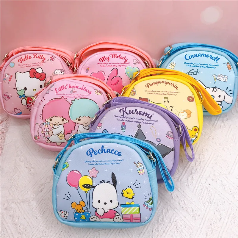 

Kawaii Sanrioed My Meldoy Hello Kitty Kuromi Cartoon High Quality Crossbody Shoulder Bag Coin Purse Student Small Satchel