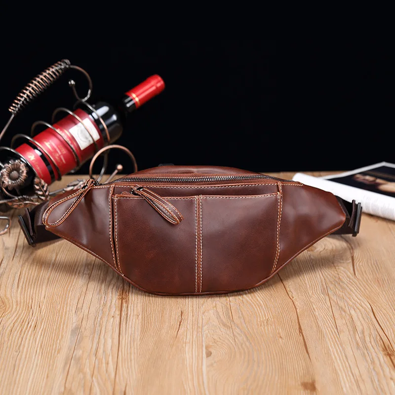 

Men's Belt Bag Soft Leather Vintage Men's Chest Bag Crossbody Bag USB Mobile Coin Purse Designer Bags Luxury Shoulder Bag Man
