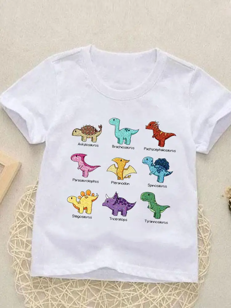 

Kids Tees Tops Dinosaur Animal Sweet Short Sleeve Fashion O-neck Girls Boys Summer Cartoon Outfits T-shirts Children Clothes