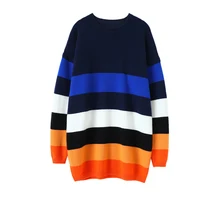 100% Cashmere Winter Warm Sweater Women New Designer Latest Fashion for Women 2022 Clothes High Street  Striped 