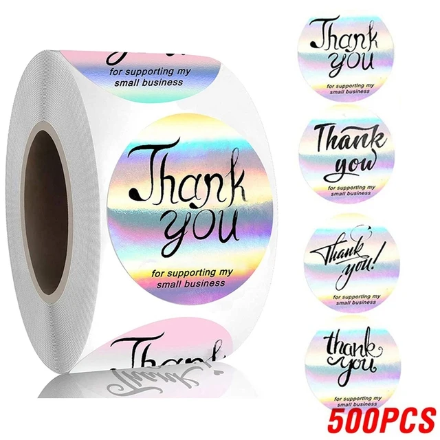 

100-500pcs Rainbow Laser Stickers Thank You Stickers 1inch Small Business Stickers Adhesive Labels Boutiques Wrapping Supplies