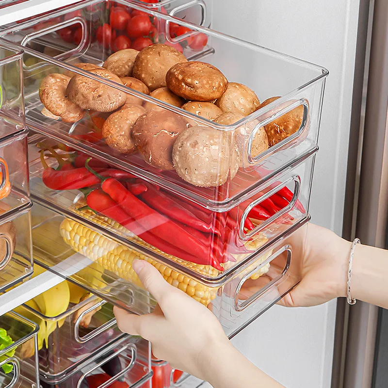 

Refrigerator Drawer Organizer Bin Clear Fruit Food Jars Storage Box Transparent Fridge Storage Bin Containers for Pantry Freezer