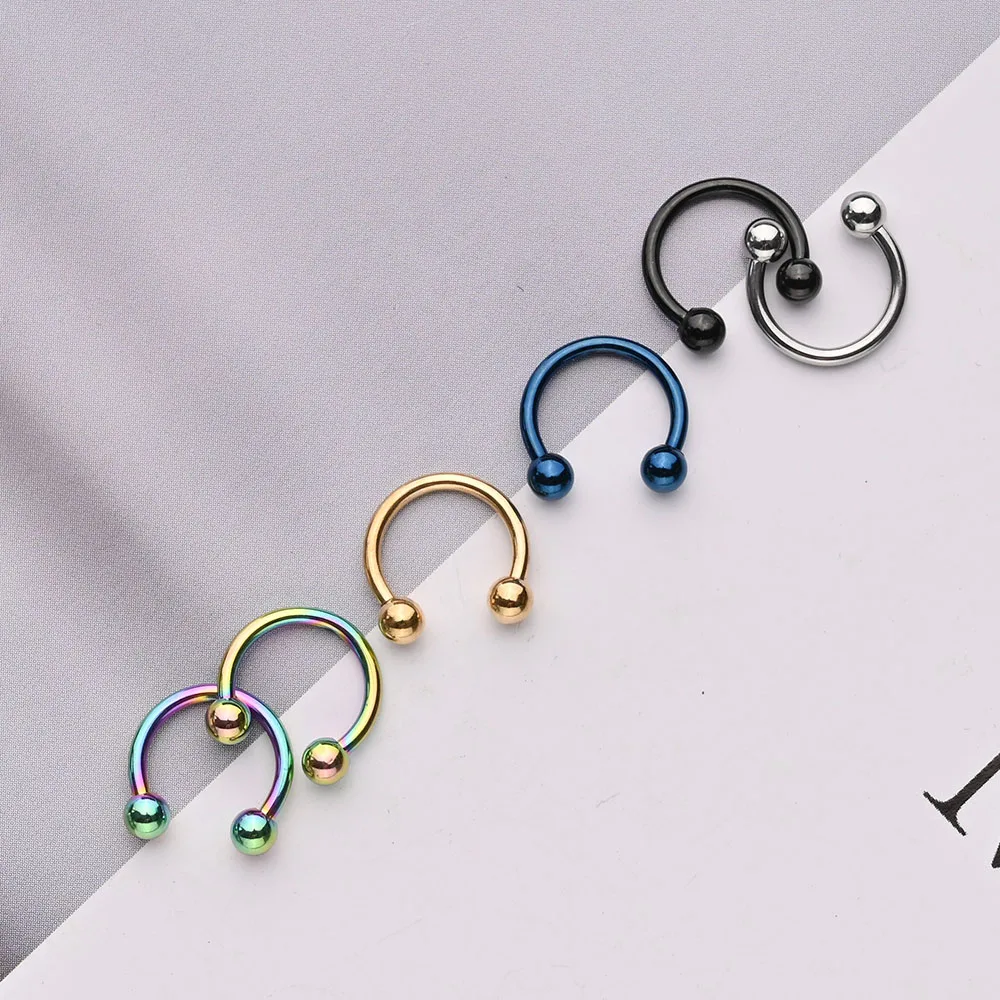 

10pcs Horseshoes Nail Piercing Art Charms 3D Punk Titanium Alloy Metal Manicure Ornament DIY Sexy Ring Pierced For Nail Design#