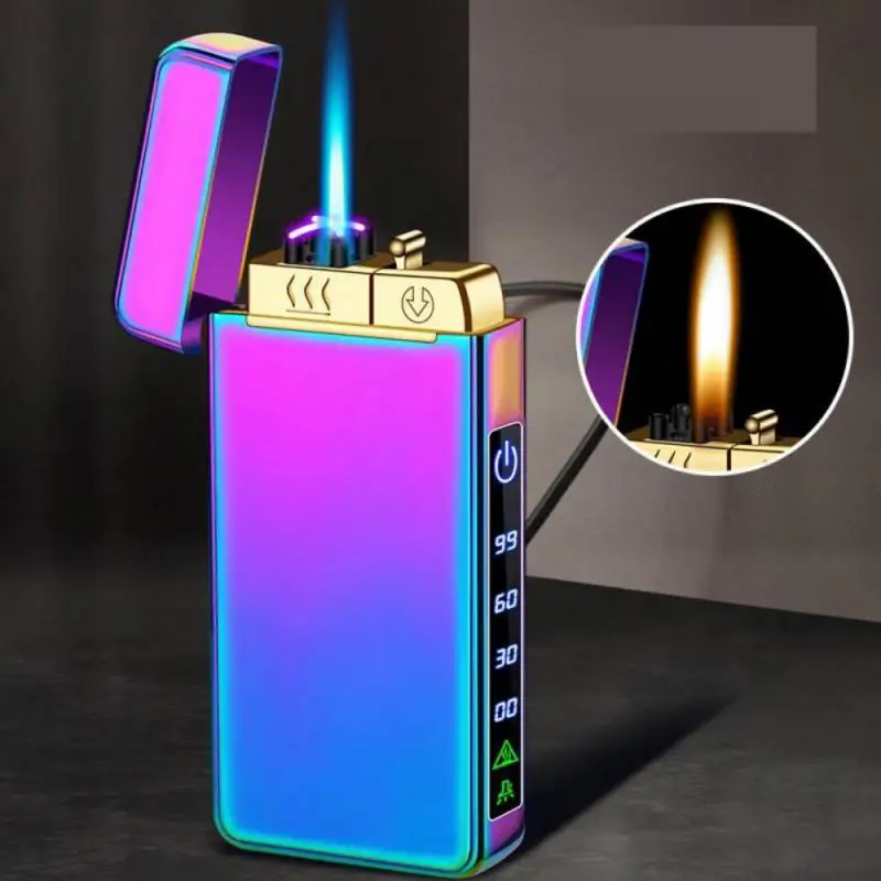 Новая металлическая USB ветрозащитная электрическая зажигалка струйная двойная